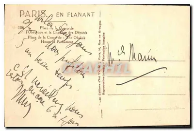 Place de la Concorde — Obélisque e o Palácio Bourbon — Éditions d'Art Yvon — Verso