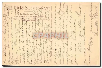 Marché aux Fleurs — Tour Saint-Jacques — Édition d'Art YVON, Série 8 N° 134 — Verso