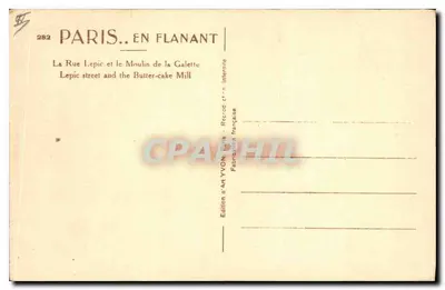 Paris — Rue Lepic and the Moulin de la Galette — Édition d'Art YVON, Paris — Back