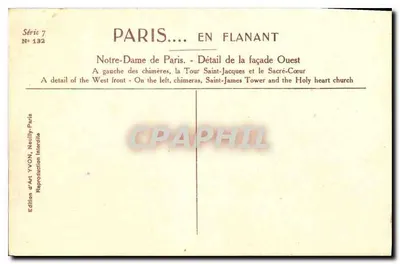 Notre-Dame w Paryżu — Szczegół fasady zachodniej — YVON, seria 7 nr 132 — Rewers
