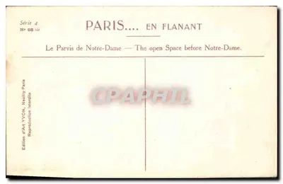 Notre-Dame w Paryżu — Parvis Notre-Dame — Wydawnictwo Sztuk YVON, Neully-Paris — Rewers