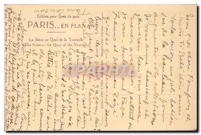 Notre-Dame w Paryżu — widok z Seiny z Quai de la Tournelle — Wydanie dla ludzi o dobrym gustowym, YVON — Rewers