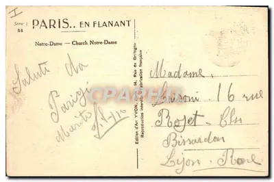 Notre-Dame w Paryżu — Wyd. Art YVON, seria 51 — Rewers