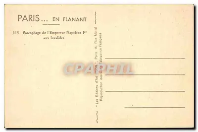 Sarcophage de l'Empereur Napoléon Ier — aux Invalides — Les Éditions d'Art 'Paris... en Flanant' n°115 — Verso