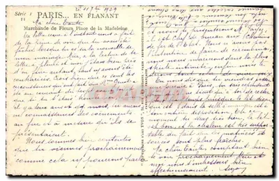 Parijs — Place de la Madeleine — Bloemenverkoper — uitgever VYON, n°11 — Achterkant