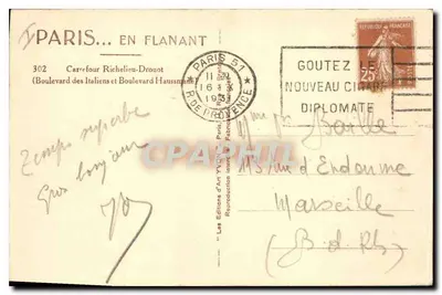 Paris — Cruzeiro Richelieu-Drouot — Yvon, editor — Verso