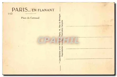 Place du Carrousel — Arc de Triomphe du Carrousel i ogrody — Wydawnictwo d'Art YVO, Paryż — Rewers