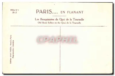 Paris — Les Bouquinistes du Quai de la Tournelle — Édition d'Art YVON, Paris — Rückseite