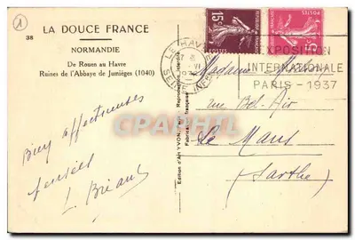 Ruïnes van de Abdis van Jumièges — Normandië — Editeurs d'Art Yvon — Achterkant