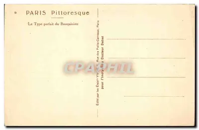 Parigi pittoresca — Il tipo perfetto del libraio — Edito dagli Stabilimenti Yvonn. 1, Rue des Petits-Carreaux, Parigi — Verso
