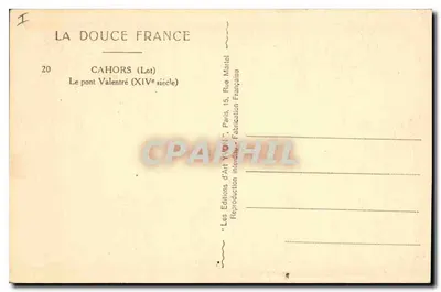 Most Valentré — Cahors (Lot) — Wydawnictwo Sztuki YON, Paryż — Rewers