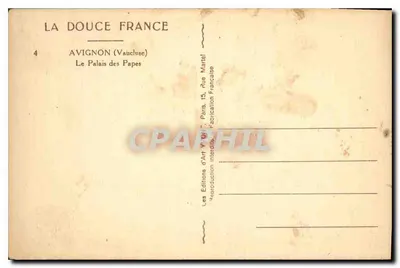 Avignon — O Palácio dos Papas — Edições d'Art Vignoni — Verso