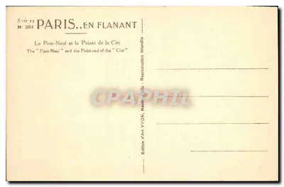 Pont-Neuf et Pointe de la Cité — Paris — Édition d'Art YVON — Verso