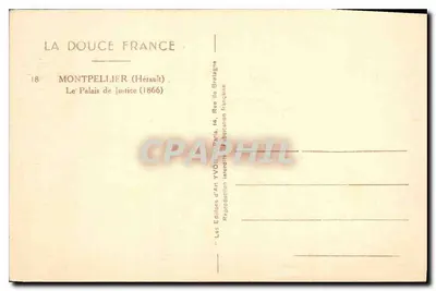 Pałac Sądowy — Montpellier (Hérault) — Wydawnictwo Sztuki YVOIRE, Paryż — Rewers