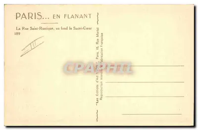 Rue des Saules — Parigi — Edizioni d'Arte Yvon — Verso