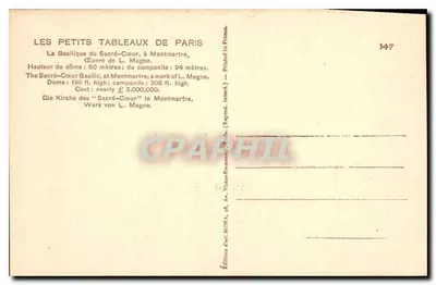 Basiliek van het Heilig Hart — Montmartre — Edities Ver. MONA, n° 147 — Achterkant