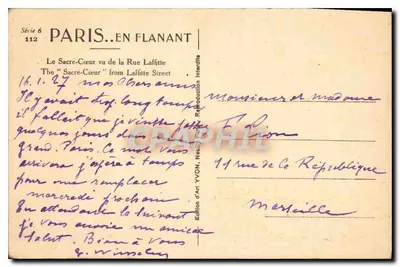 Het Sacré-Cœur gezien vanaf de Rue Laffitte — Artistieke editie YVON, Serie 6 n°112 — Achterkant