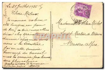 Marsella — Notre-Dame de la Garde — A través de los pinos — LL, n°415 — Reverso