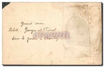 Vovó, Lolotte, Georges e Piéronot no jardim em Chambly — E. C. Paris — Verso