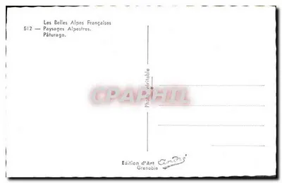 Alpejskie pastwisko — Les Belles Alpes Françaises — Wydawnictwo Art Grenobie, nr 512 — Rewers