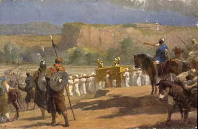 Os filhos de Israel carregando a arca santa — Jérémie III, 17 — H. K. & Co., Munique — Série III de 12 imagens