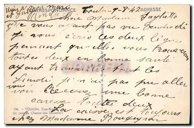 Vista del Cabo de Bretaña — Toulon — editor anónimo, n° 106 — Reverso