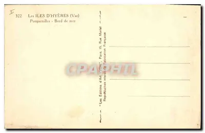 Porquerolles — Brzeg morza — Wyspy Hyères (Var) — Wydawnictwo Sztuki Lyon, Paryż — Rewers