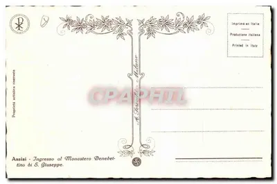 Assisi — Wejście do benedyktynskiego klasztoru św. Józefa — Éditeur Milan — Rewers
