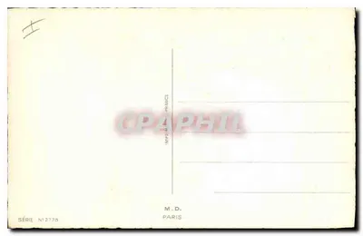 Dwie dziewczynki wiosną — bukoliczna scena z ptakami i gniazdkiem — M.D. Paris, seria n°2775 — Rewers