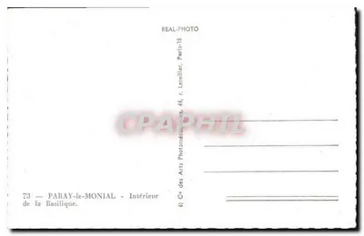 Paray-le-Monial — Wnętrze Bazyliki — Cie des Arts Photographiques, 44, rue Letellier, Paryż — Rewers