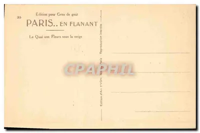 Paris — O Quai aux Fleurs sob a neve — Édition d'Art YVON, n°35 — Verso