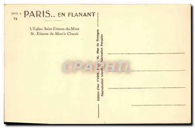 De Kerk van Sint-Stefanus du Mont — Parijs — Kunstuitgave YVON — Achterkant