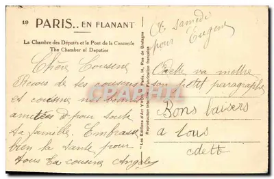 Paris — A Câmara dos Deputados e o Ponte da Concórdia — Yvon — Verso