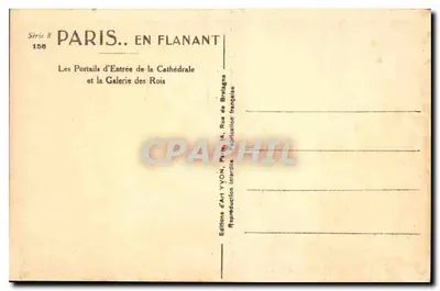 Cathédrale de Strasbourg — Les Portails d'Entrée et la Galerie des Rois — Éditions d'Art YVON, Paris — Verso