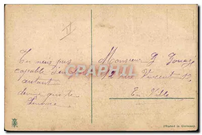 Chien mouillé — scène intérieure — imprimé sur la carte par 'Printed in Germany' et n° 12 — Verso