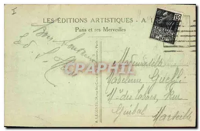 Paris — Vista sobre a Sena em direção ao Ponte Alexandre, a Torre Eiffel e o Trocadéro — Les Éditions Artistiques — Verso
