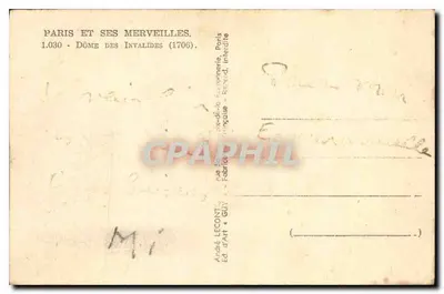 Domek Invalidów — Paryż — Wydawca André Lecont, n° 1.030 — Rewers