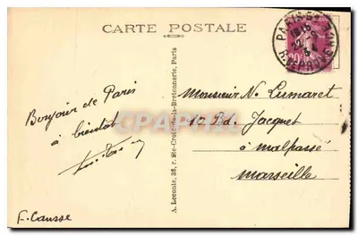 Paryż — Katedra Notre-Dame i Parvis — wydawca A. Leconte, Paryż — Rewers
