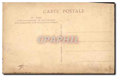Jardim do Luxemburgo — No fundo o Panteão — Edição La Cigogne, Paris — Verso