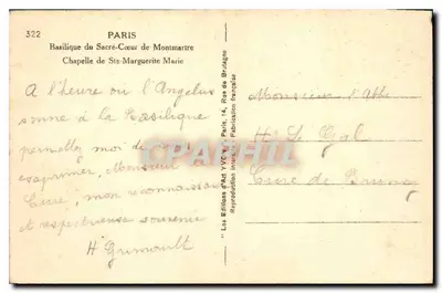 Bazylika Świętego Serca Panny Marii Montmartre — Kaplica Świętej Margaryty Marii — Wydawnictwo Art YVC — Rewers