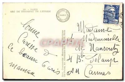 Arc de Triomphe — Paris — Publisher Service Commercial Monument Historique, 301 - Paris — Back
