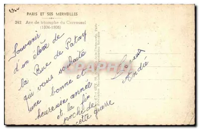 Arc de Triomphe du Carrousel — Paryż — wydawca Guy, n° 342 — Rewers