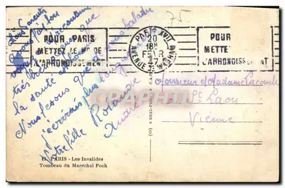 Tombeau du Maréchal Foch — Les Invalides — éditeur Cap — Verso