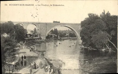 Nogent-sur-Marne — O Viaduto, no Domingo. — P. Fasolle, fot.-edit. — Le Perreux