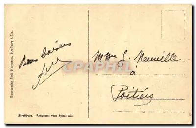 Strasbourg — panorama z Spitala — Kunstverlag Emil Hartmann, Strasbourg — Rewers