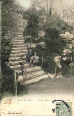 Paryż - Plac Świętego Piotra - Schody prowadzące do Świętego Serca - LL. C. Delporte