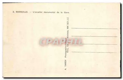 Marseille — A escada monumental da Estação — A. Tardy, Marseille — Verso