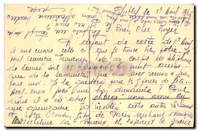 Bouquet of roses and horse shoe — Friendship — printed text — reverse with handwritten writing and postmark — Back