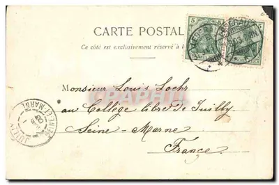Twee postbodes — Het Verzoek en de Teleurstelling — Fototypie A. Bergeret & Cie, Nancy — Achterkant