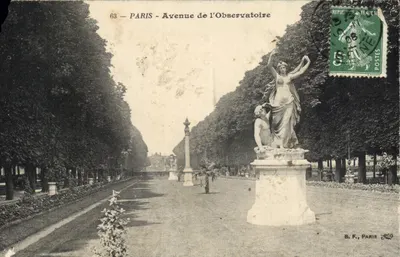 Paryż — Avenue de l'Observatoire — figura kobieca i mężczyzna — B. F., Paryż, n°63